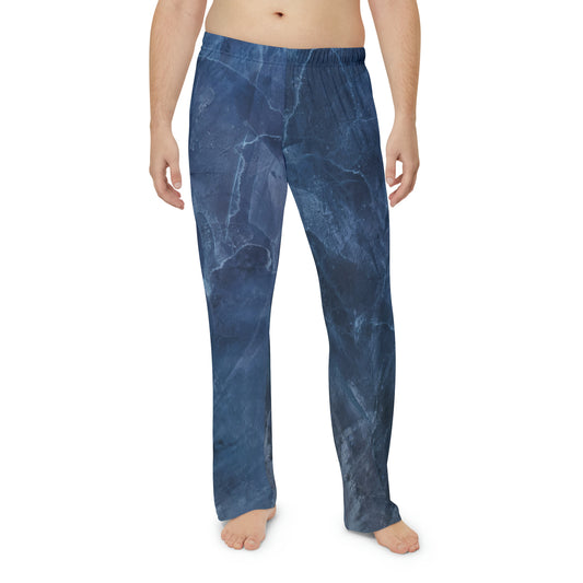 Men's Pajama Pants (AOP) With Striking Midnight Blue Authentic Venetian Plaster Graphic
