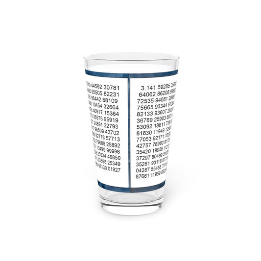 Pint Glass, 16oz, Pi to 1000 Digits, Midnight Blue Venetian Plaster Graphic Band