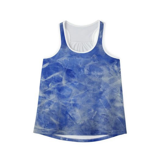 Women's Tank Top With Silver Waxed Blue Venetian Plaster Graphic